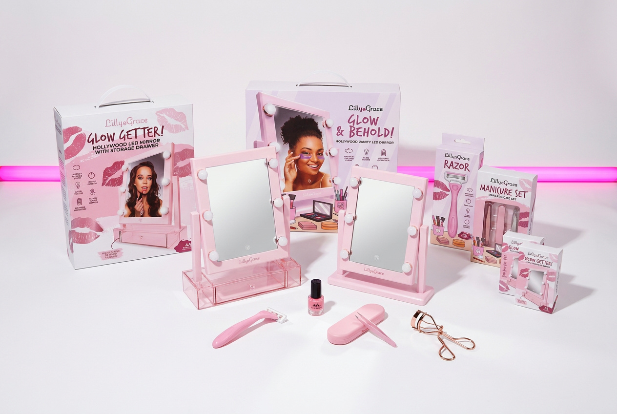Lilly Grace complete product collection — all packaging formats laid out